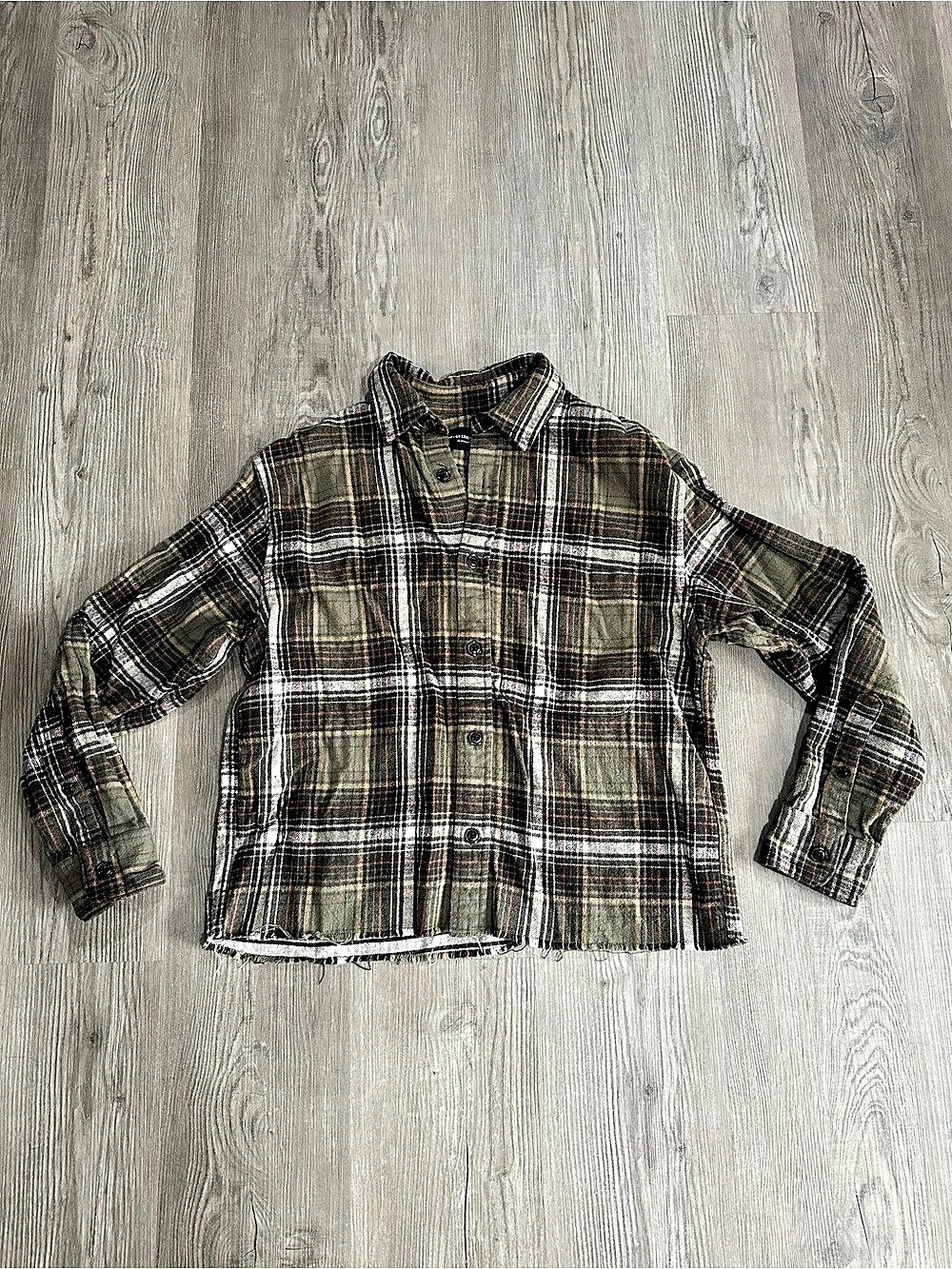 Abercrombie & Fitch '90s Oversized Shirt Plaid Oversized Shirt in Brown & Green